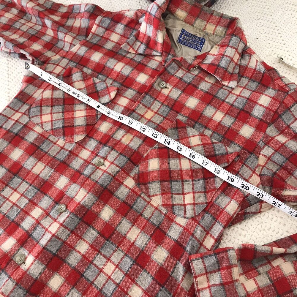 VTG Pendleton Loop Collar Board Shirt Mens Medium Wool 60s Shadow Plaid Lot Of 3 - Picture 6 of 8